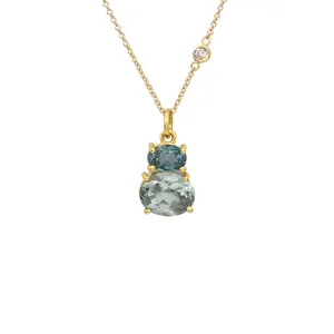 BLUE DOUBLE TOURMALINE PENDANT 18K YELLOW GOLD
