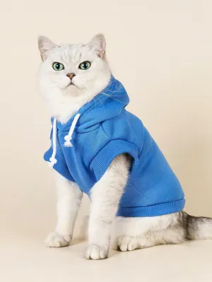 Blue Polyester Basic Style Sleeveless Hoodie With Comfortable Dopamine Colorway For Cats And Dogs, Suitable For Indoor And Outdoor