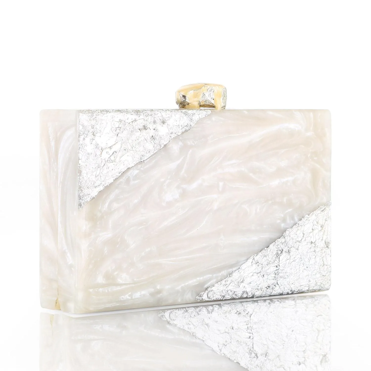 Bordure Silver Clutch - women's evening clutch bag