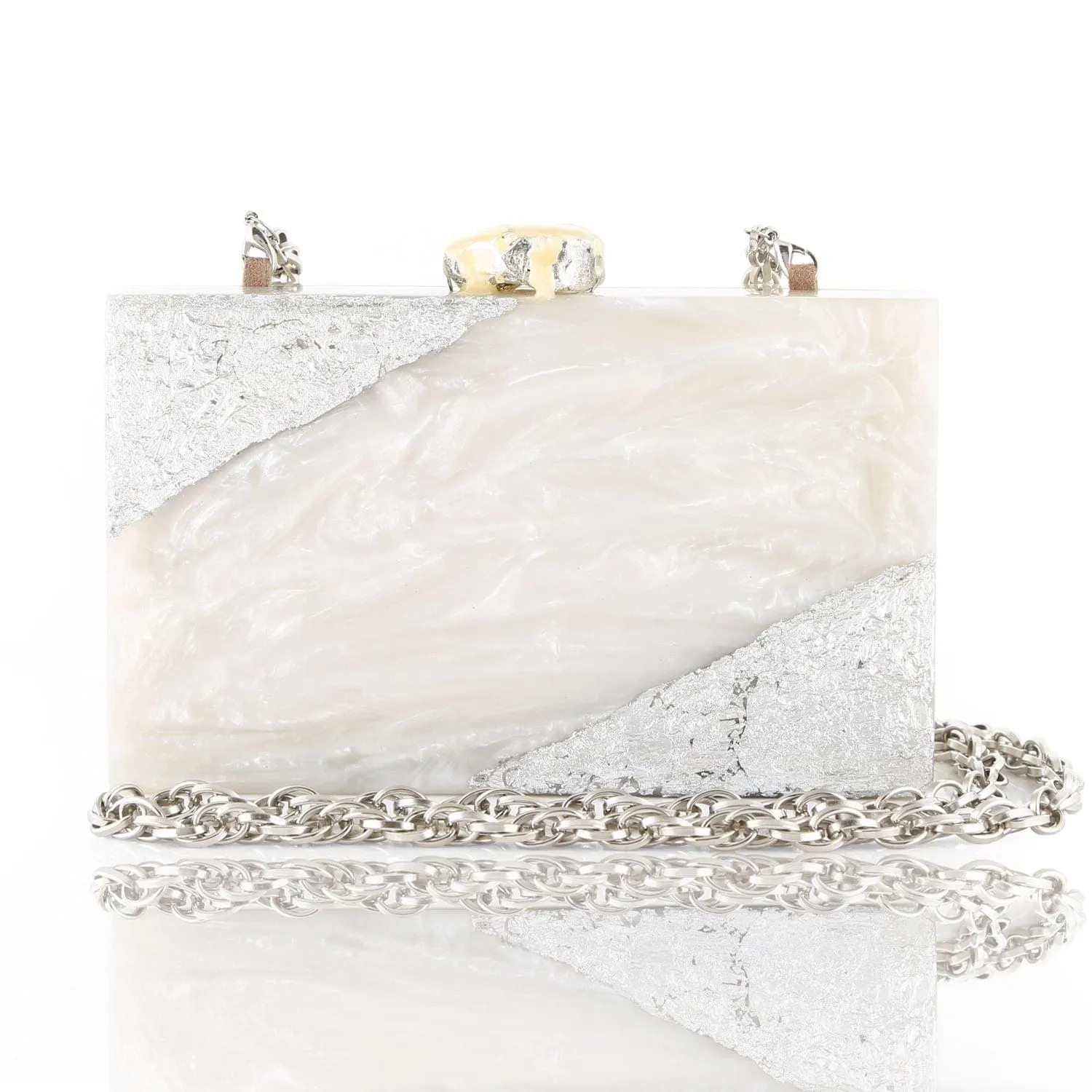 Bordure Silver Clutch - women's evening clutch bag