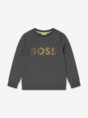 BOSS Boys Reflective Logo Sweatshirt in Grey