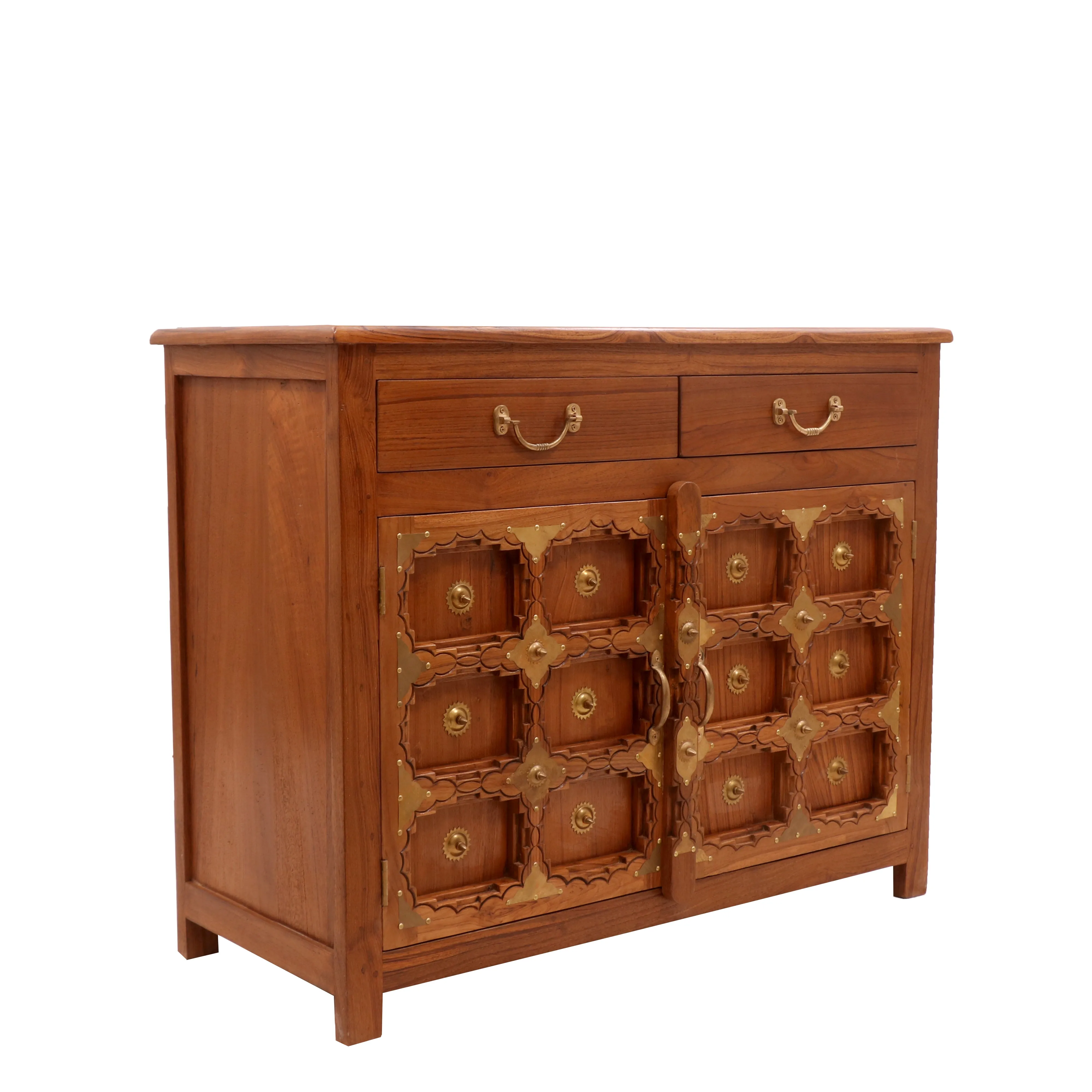 Brass work Carved Cupboard (37 x 16 x 30 Inch)