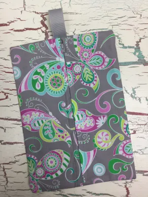 Butterflies on Gray Diaper/Wipee Case