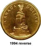 Canada Nickel 1994 $1 (Elizabeth II) 7gr .915