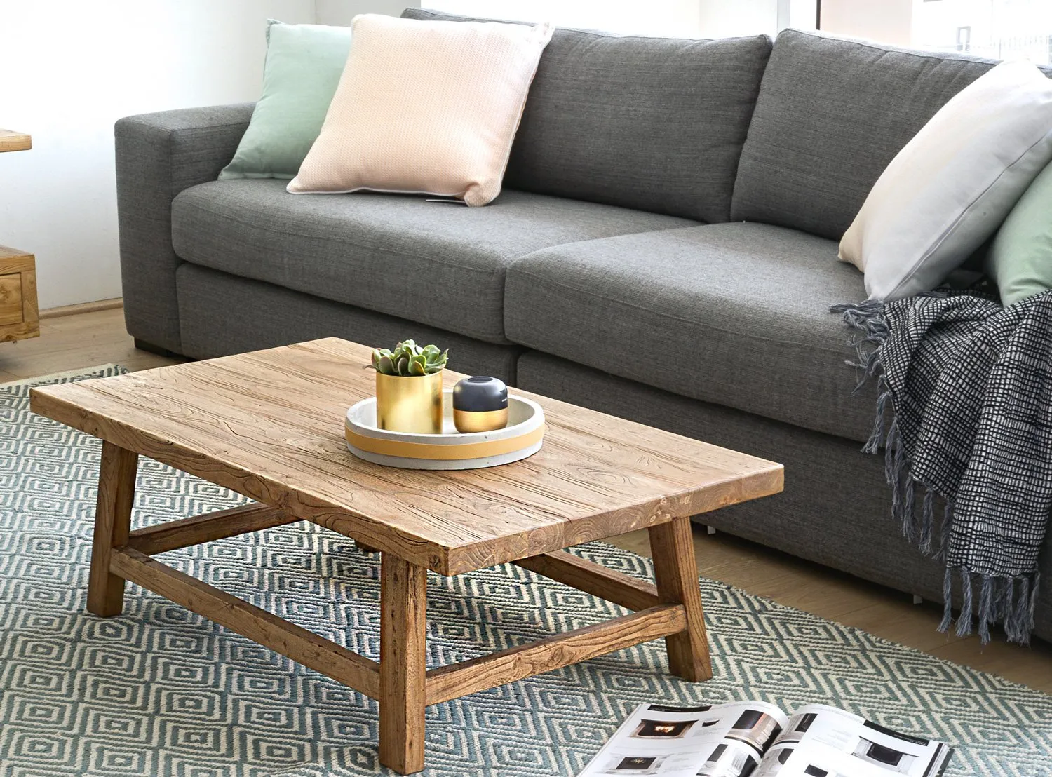 Canova 1.1m Reclaimed Wood Rectangular Coffee Table