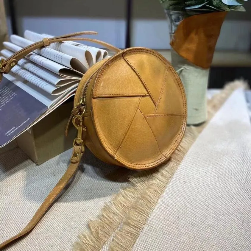 Casual Ladies Leather Circle Bag Over The Shoulder Purse For Women
