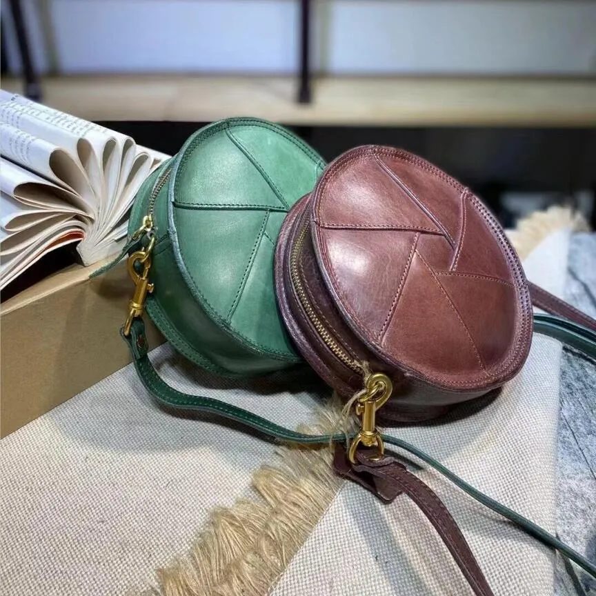 Casual Ladies Leather Circle Bag Over The Shoulder Purse For Women