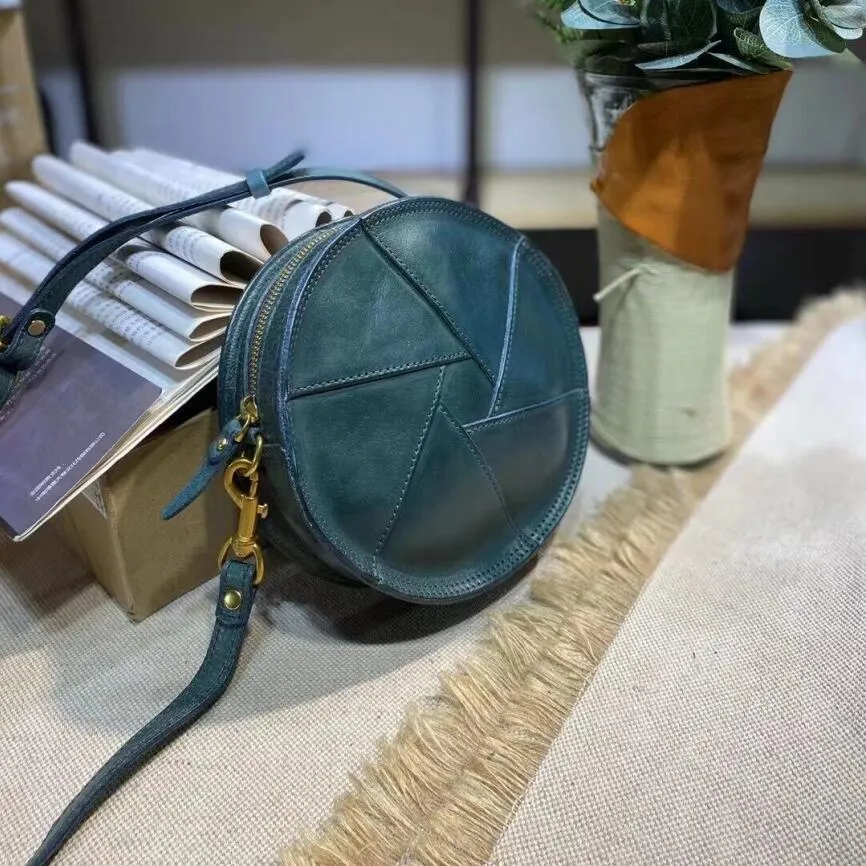 Casual Ladies Leather Circle Bag Over The Shoulder Purse For Women