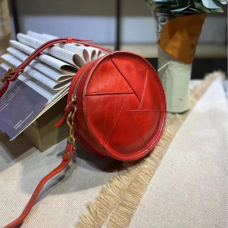 Casual Ladies Leather Circle Bag Over The Shoulder Purse For Women