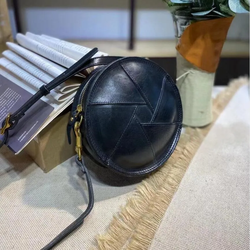 Casual Ladies Leather Circle Bag Over The Shoulder Purse For Women