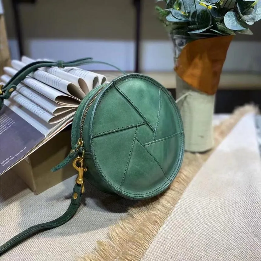 Casual Ladies Leather Circle Bag Over The Shoulder Purse For Women
