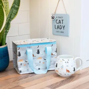 Cat Print Cooler Insulated Lunch Bag, Eco Friendly Picnic Bags