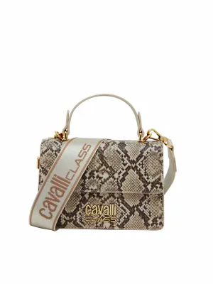 Cavalli Class MILANO Beige Medium Snakeskin Textured Medium Top Handle