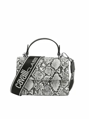 Cavalli Class MILANO Black Snakeskin Textured Medium Top Handle