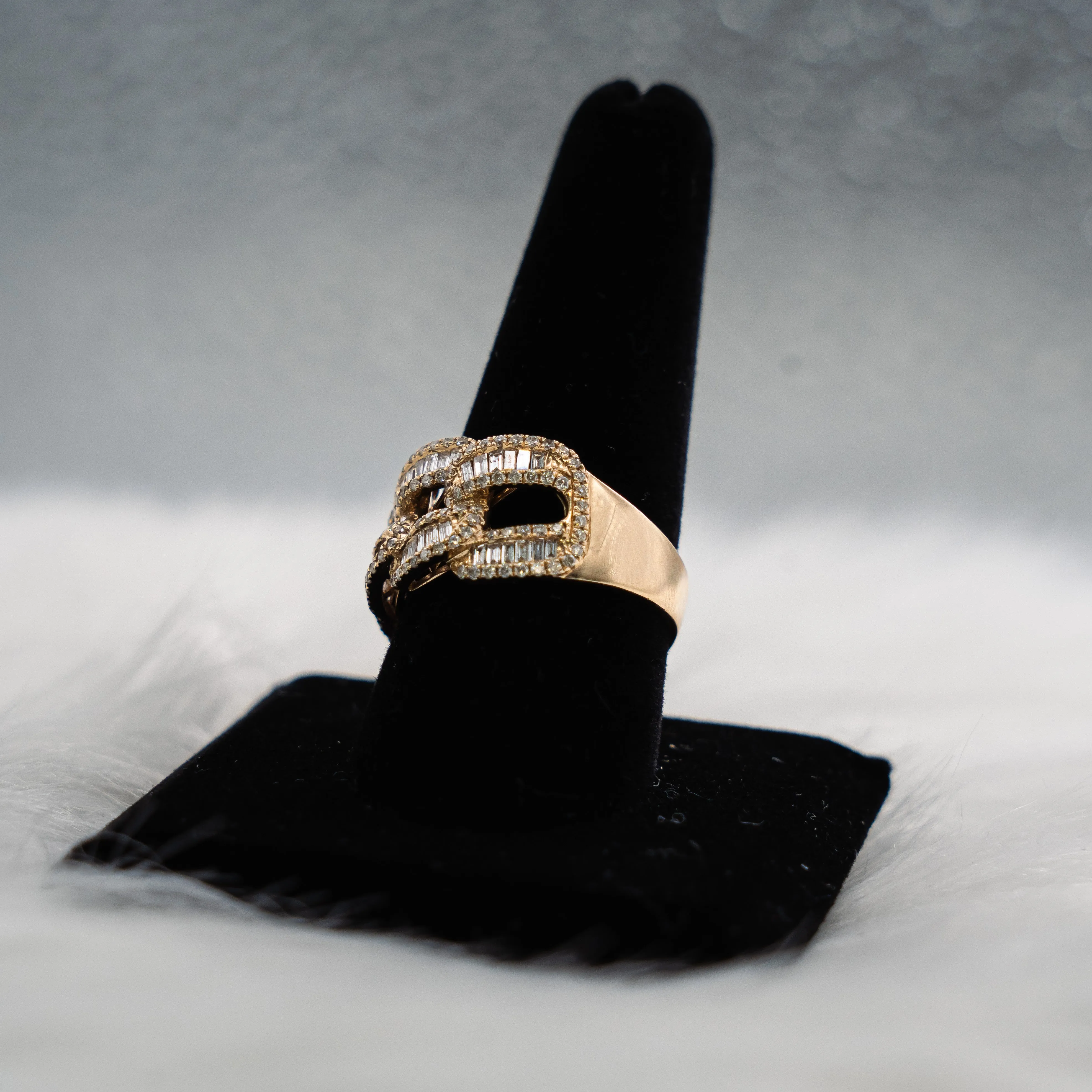 Chain Ring 14K Yellow Gold With Diamond 2,31ct / 7.8gr / Size 10