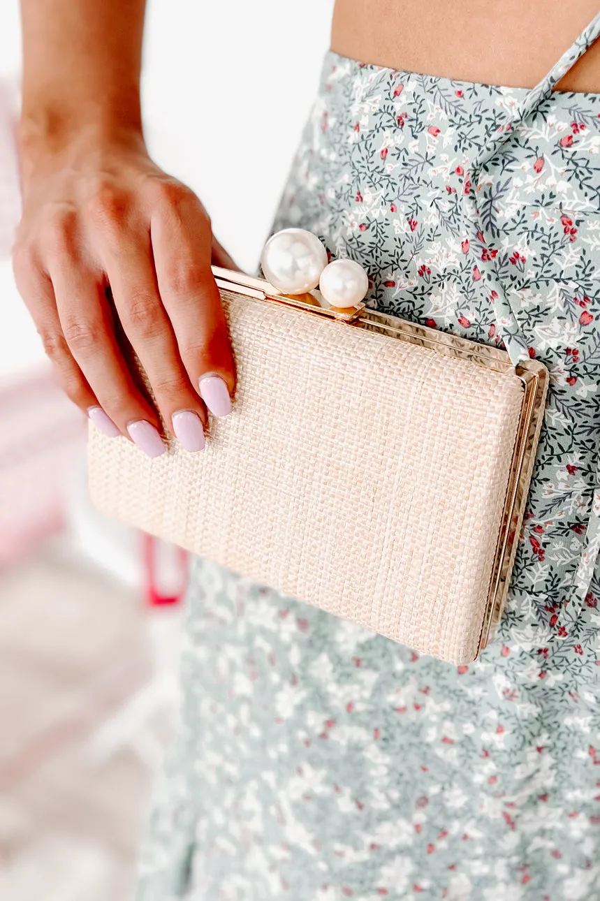 Champagne Sips Woven Crossbody/Clutch (Natural)