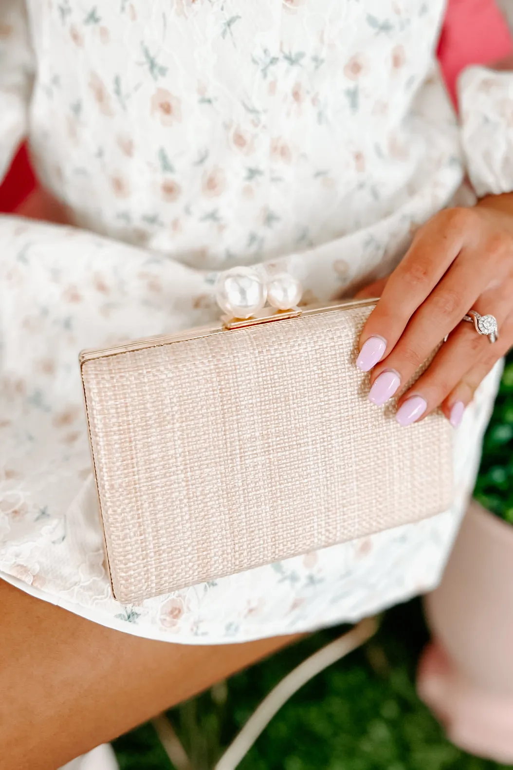 Champagne Sips Woven Crossbody/Clutch (Natural)