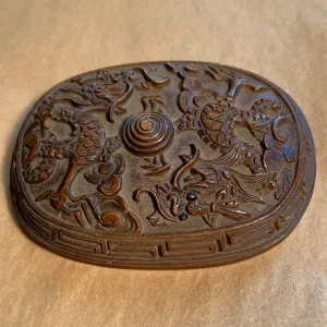 Chinese Carved Wood Belt Buckle, 1800's