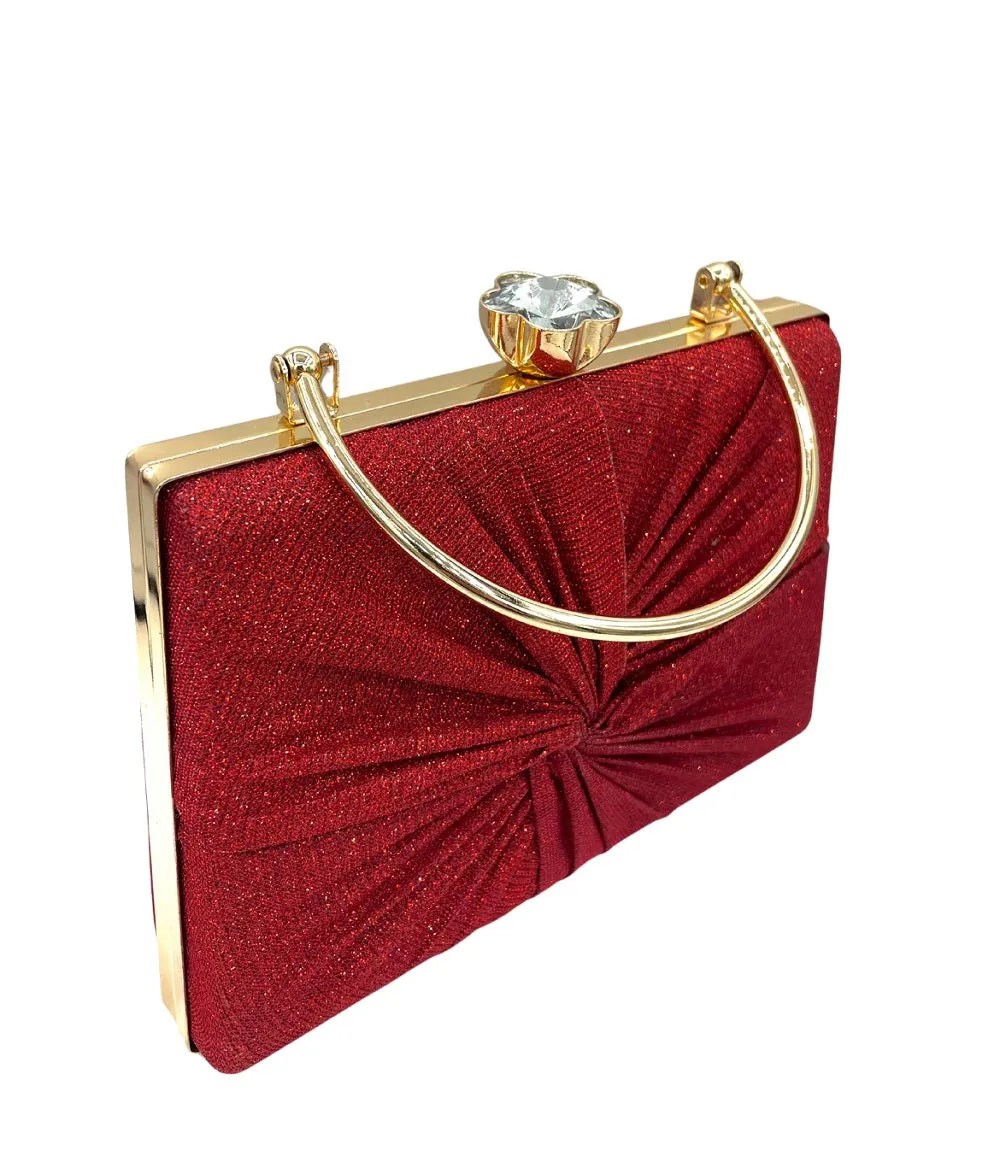 Crystale Lurex Metallic Shimmer Purse Red
