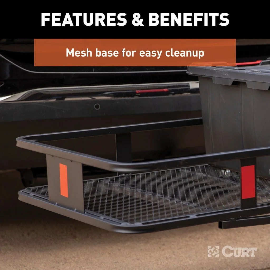 Curt 60" X 20" Black Steel Basket Cargo Carrier Fixed 500lbs 2" Rise | 2" Shank