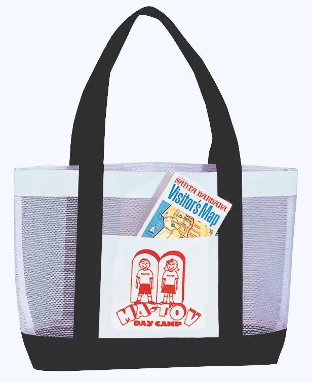 Custom Mesh Tote Bag With Front Slip Pocket