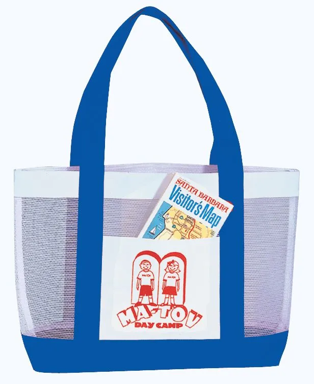 Custom Mesh Tote Bag With Front Slip Pocket