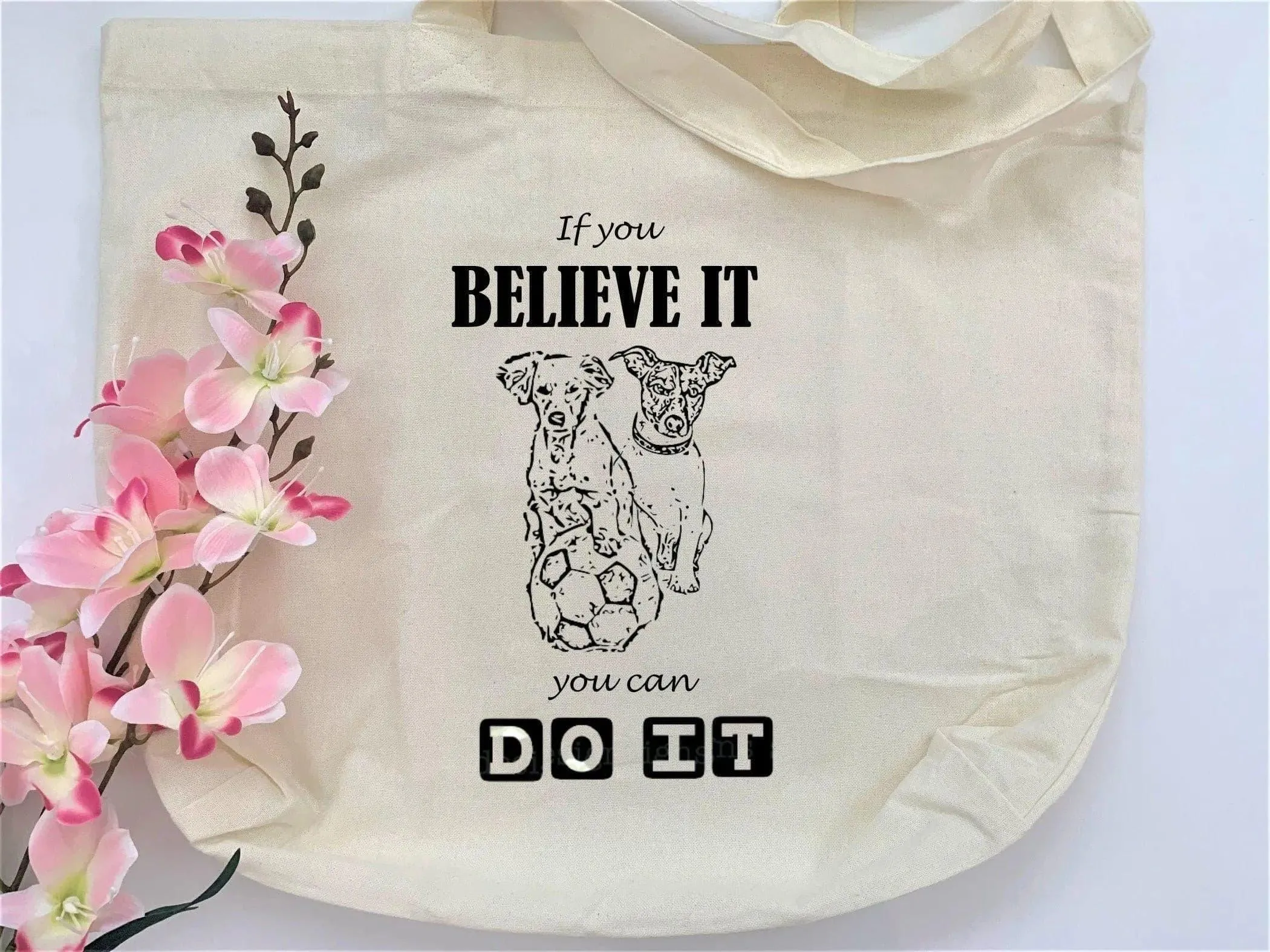 Custom Sporty Dog Portrait Tote Bag
