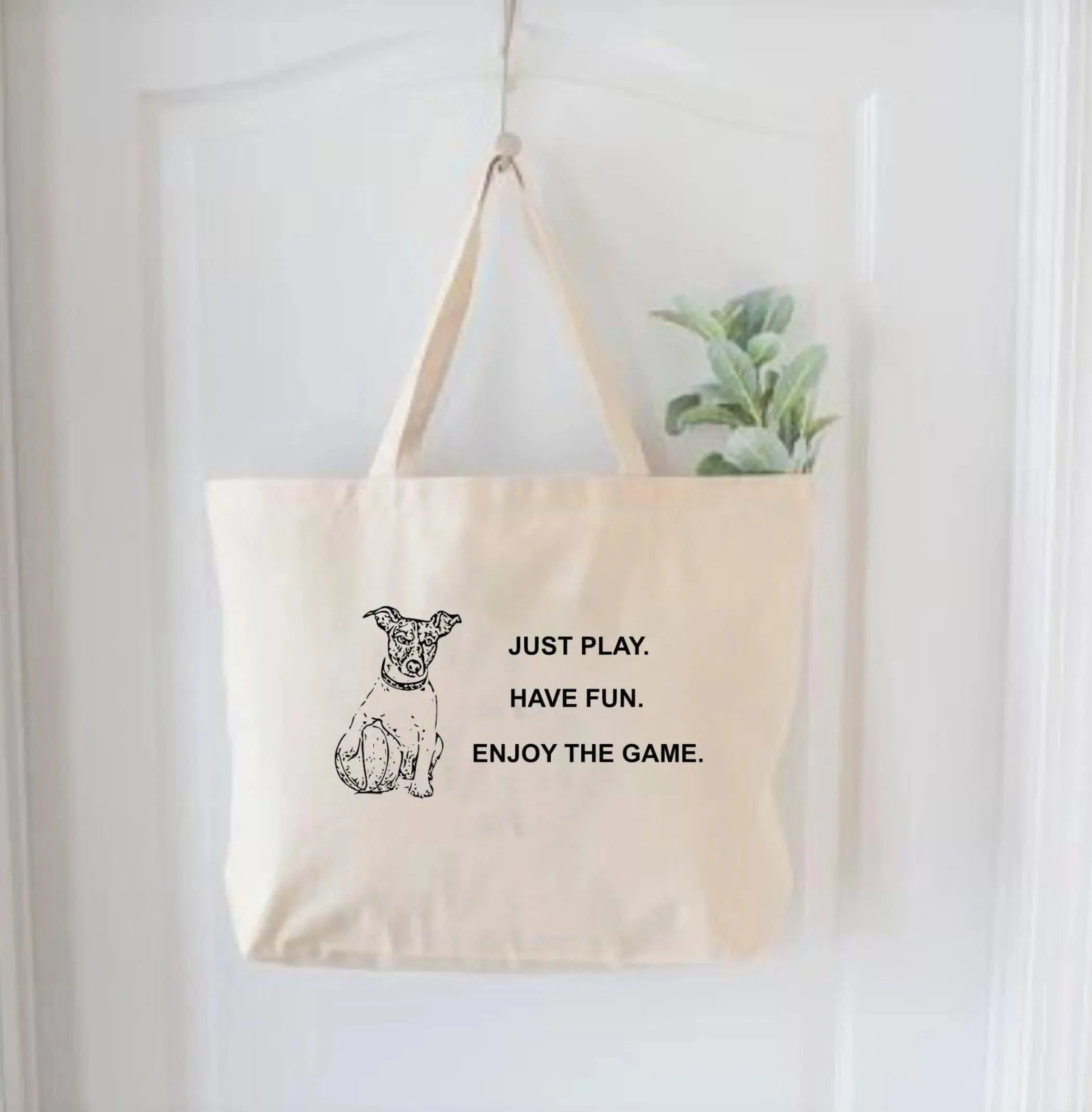 Custom Sporty Dog Portrait Tote Bag