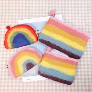 Cute Rainbow Wallet Soft Wool Felt Storage Purse For Women