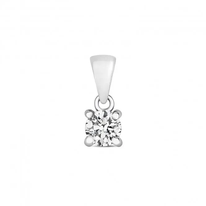 Diamond Jewellery 9ct White Gold Diamond 4 Claw Pendant PD303W
