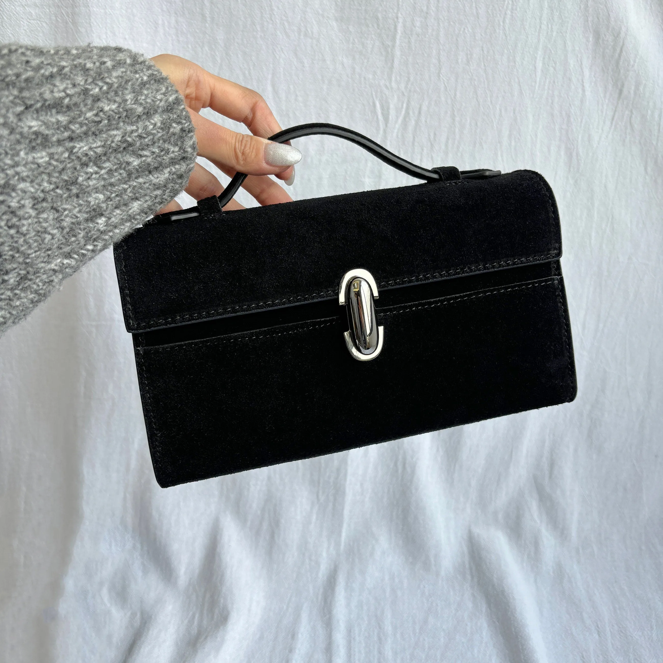 Elegant Luxury Leather Clutch Small Handbag Top leather Evening Handle Bag