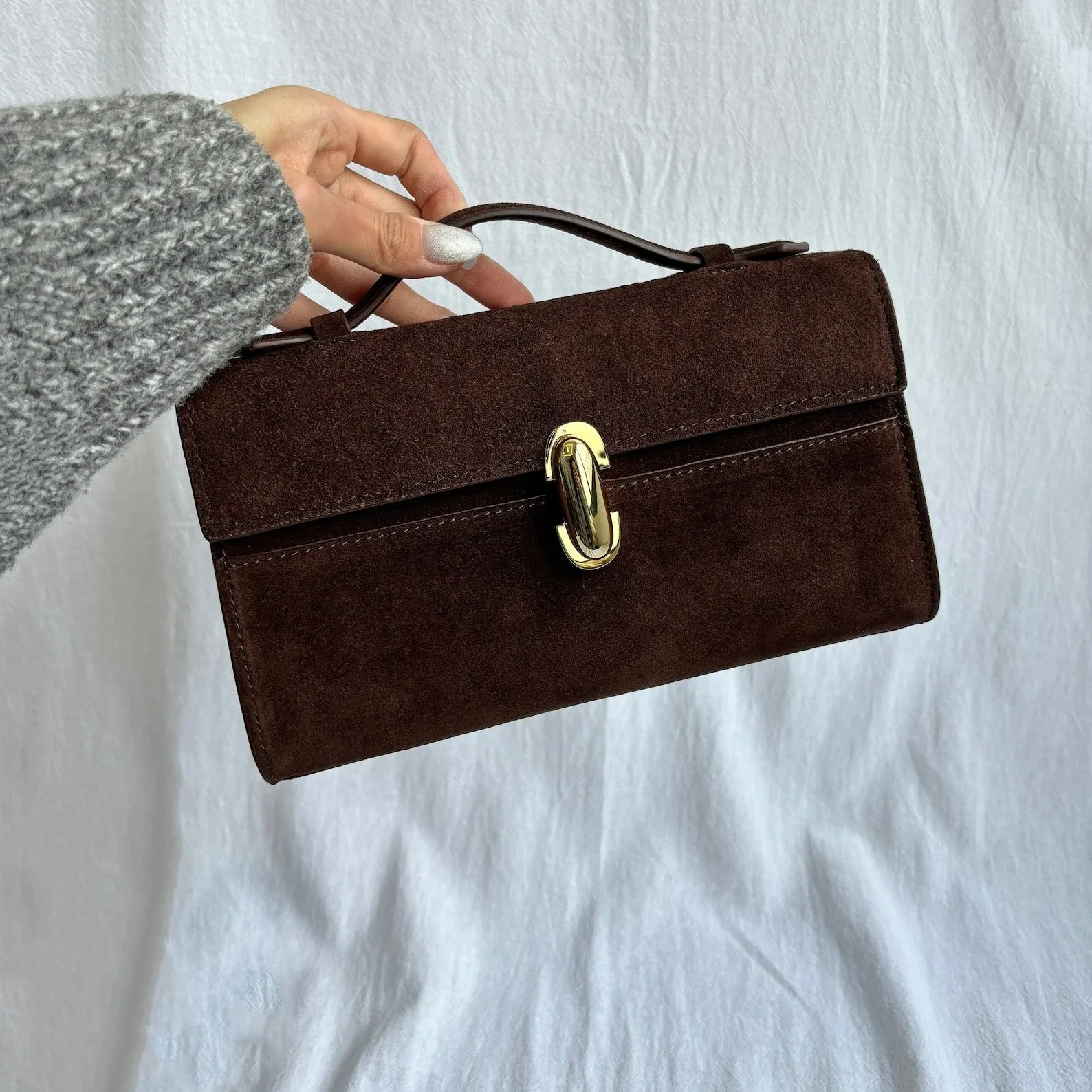 Elegant Luxury Leather Clutch Small Handbag Top leather Evening Handle Bag