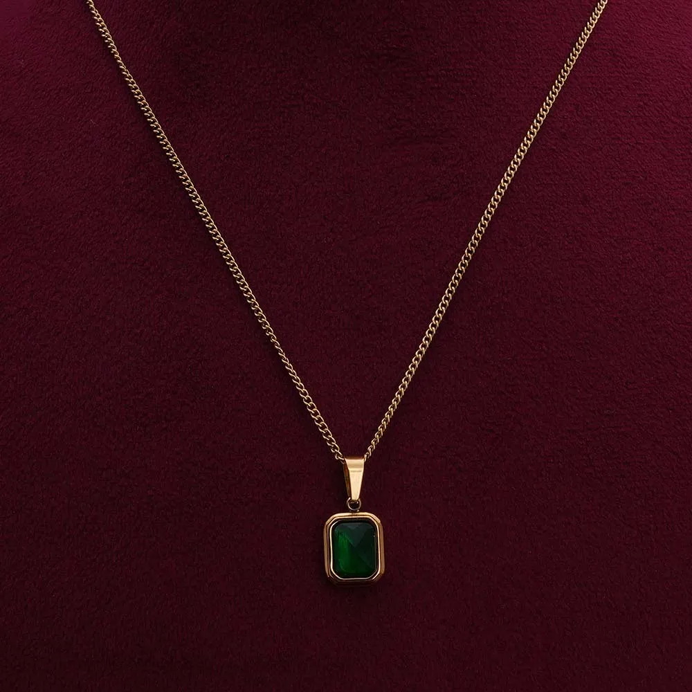 Everyday Exquisite Green Stone Gold Necklace