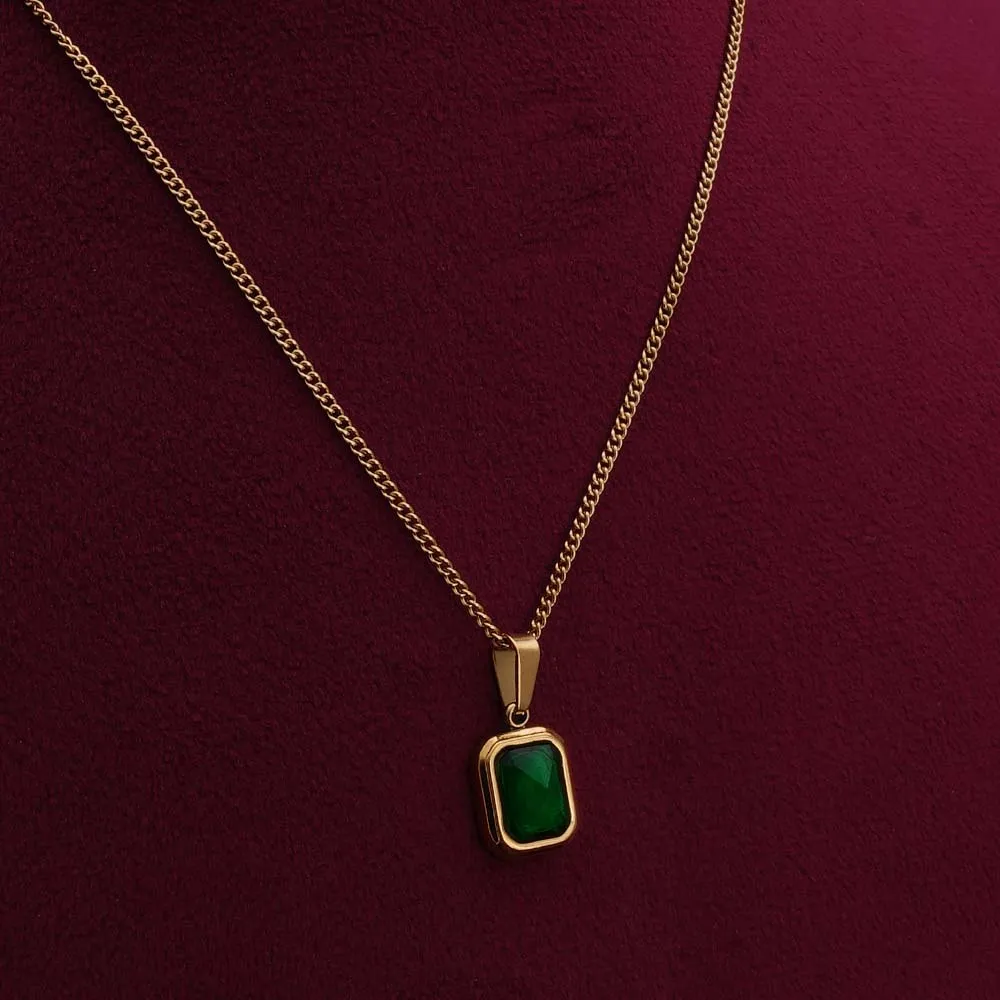 Everyday Exquisite Green Stone Gold Necklace
