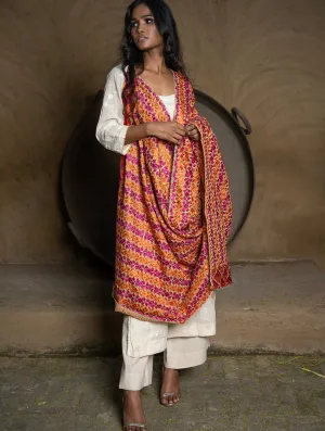 Exquisite & Intricate Hand Embroidered Phulkari Dupatta - Vibrant Stars
