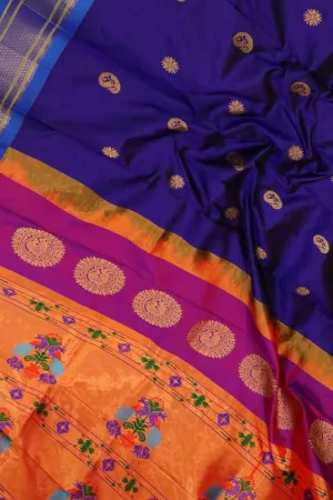 Exquisite Blue Paithani Handloom Pure Silk Saree: Timeless Elegance