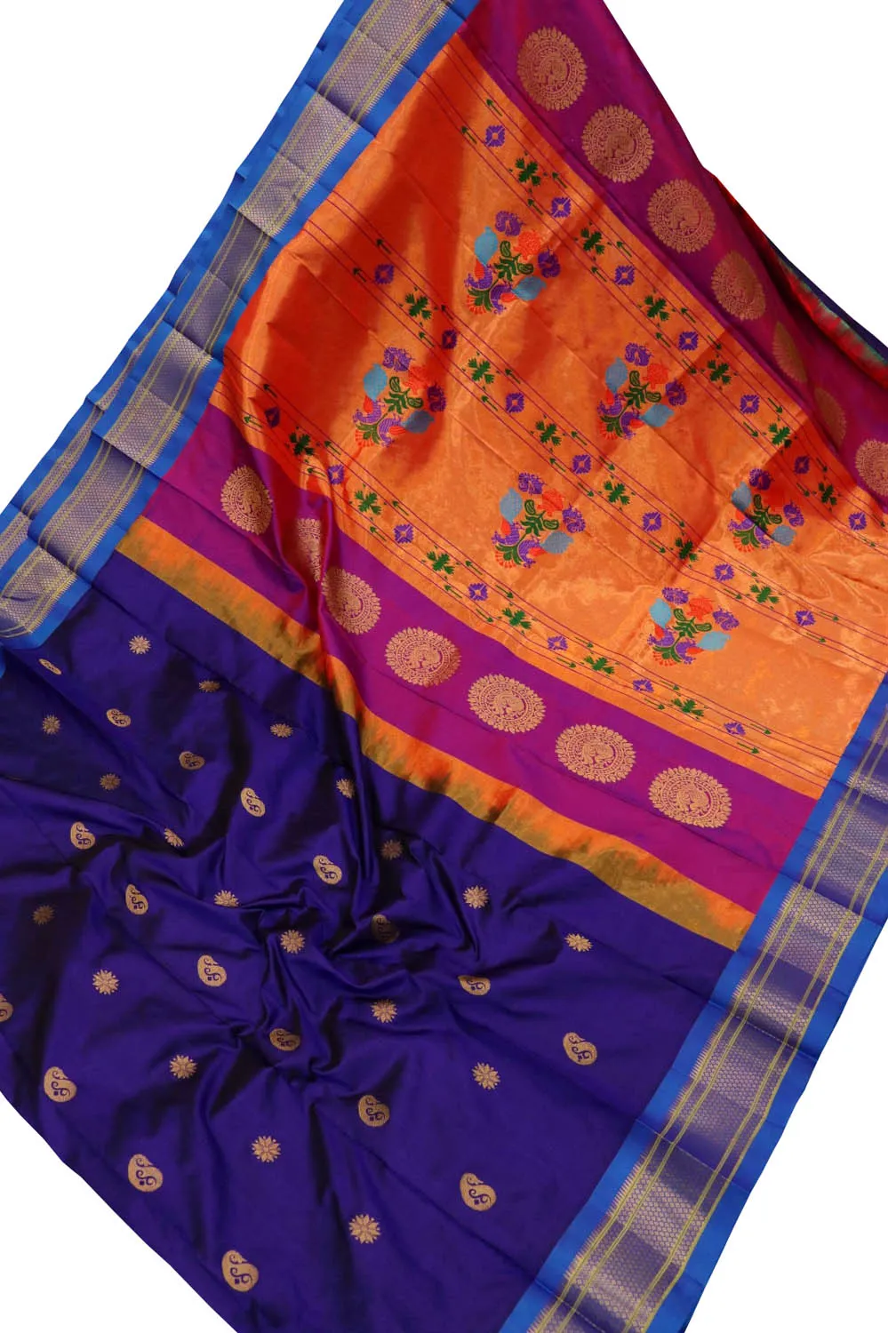 Exquisite Blue Paithani Handloom Pure Silk Saree: Timeless Elegance