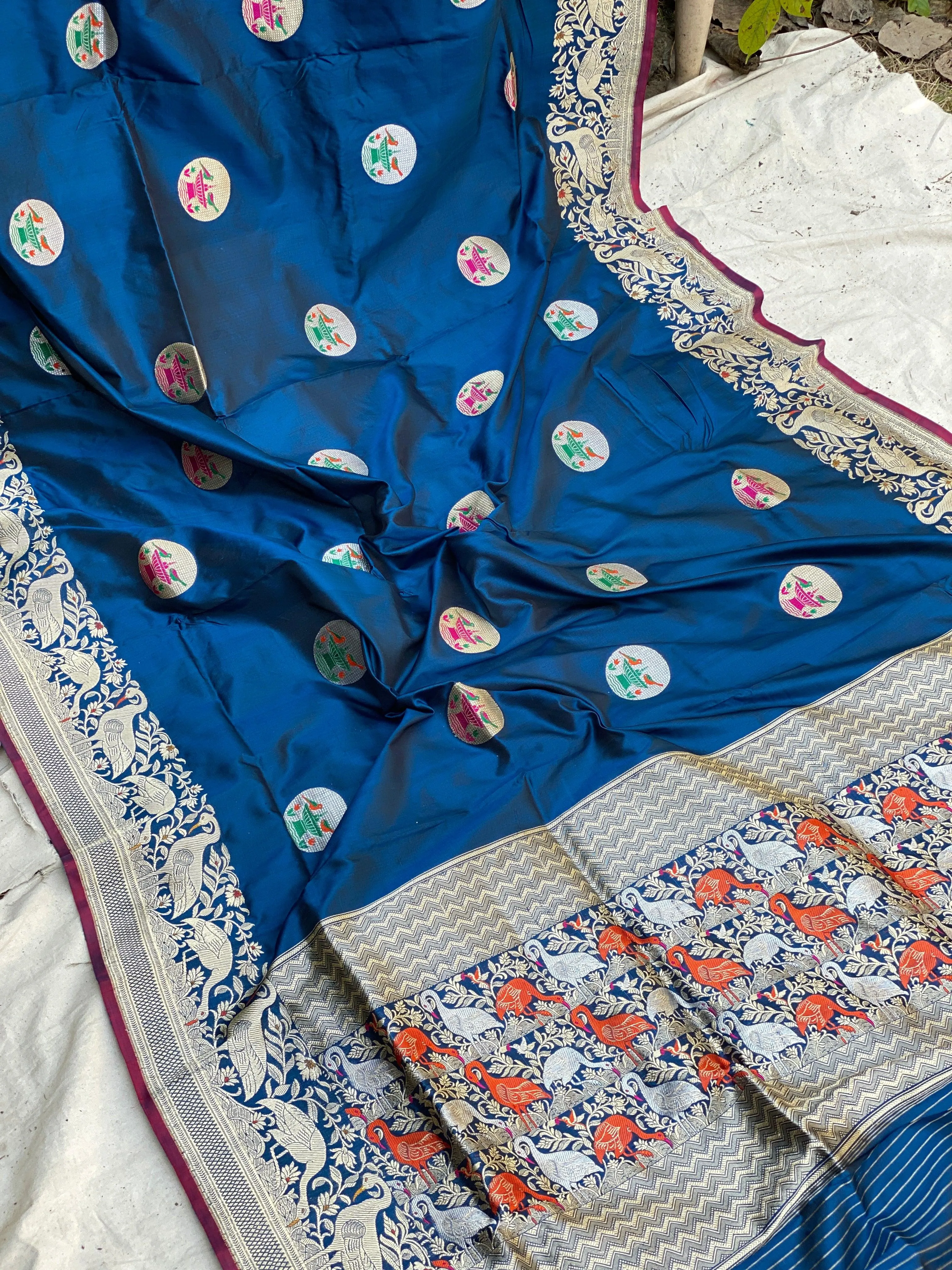 Exquisite Emerald Blue Banarasi Silk Saree