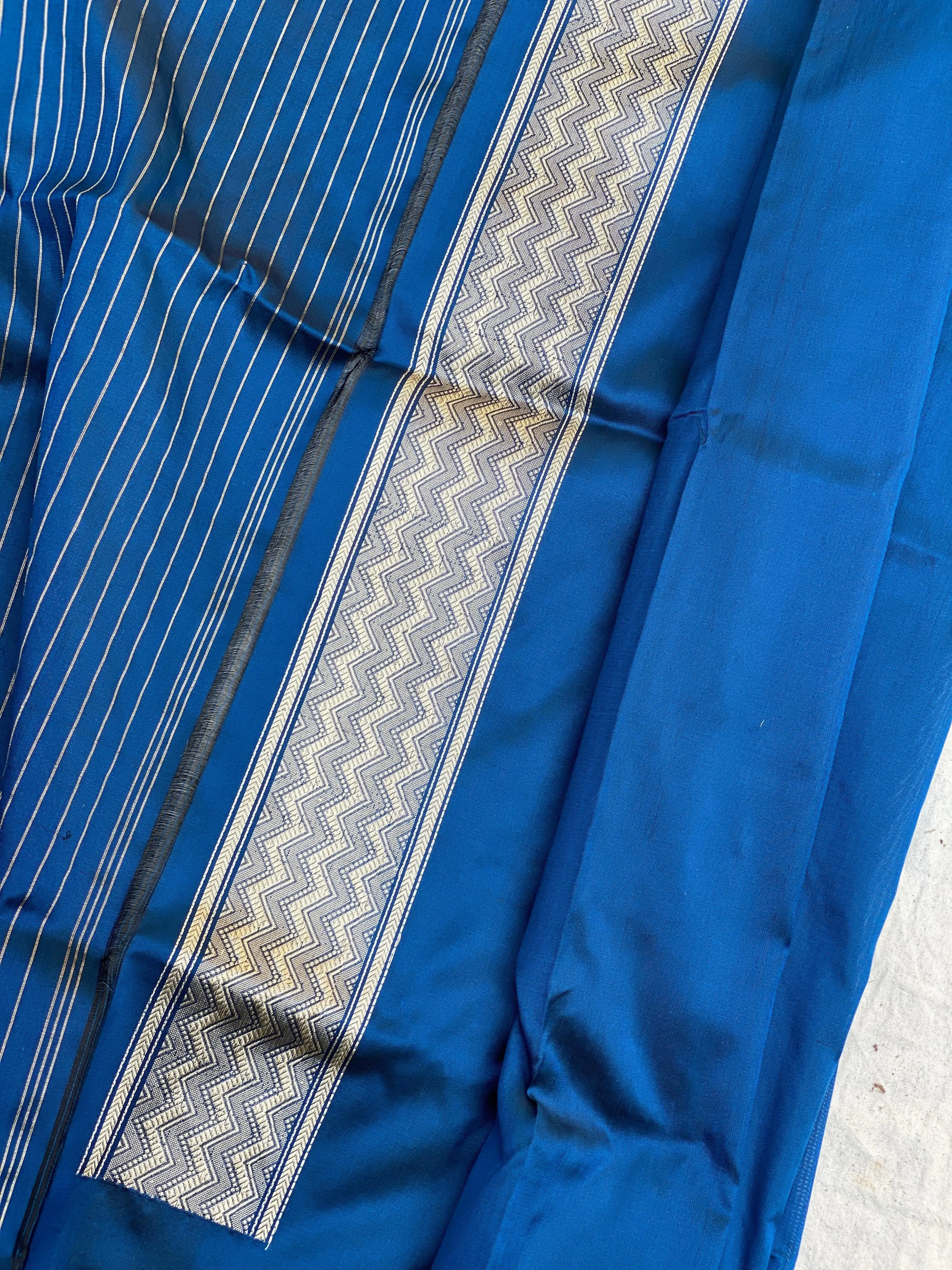 Exquisite Emerald Blue Banarasi Silk Saree