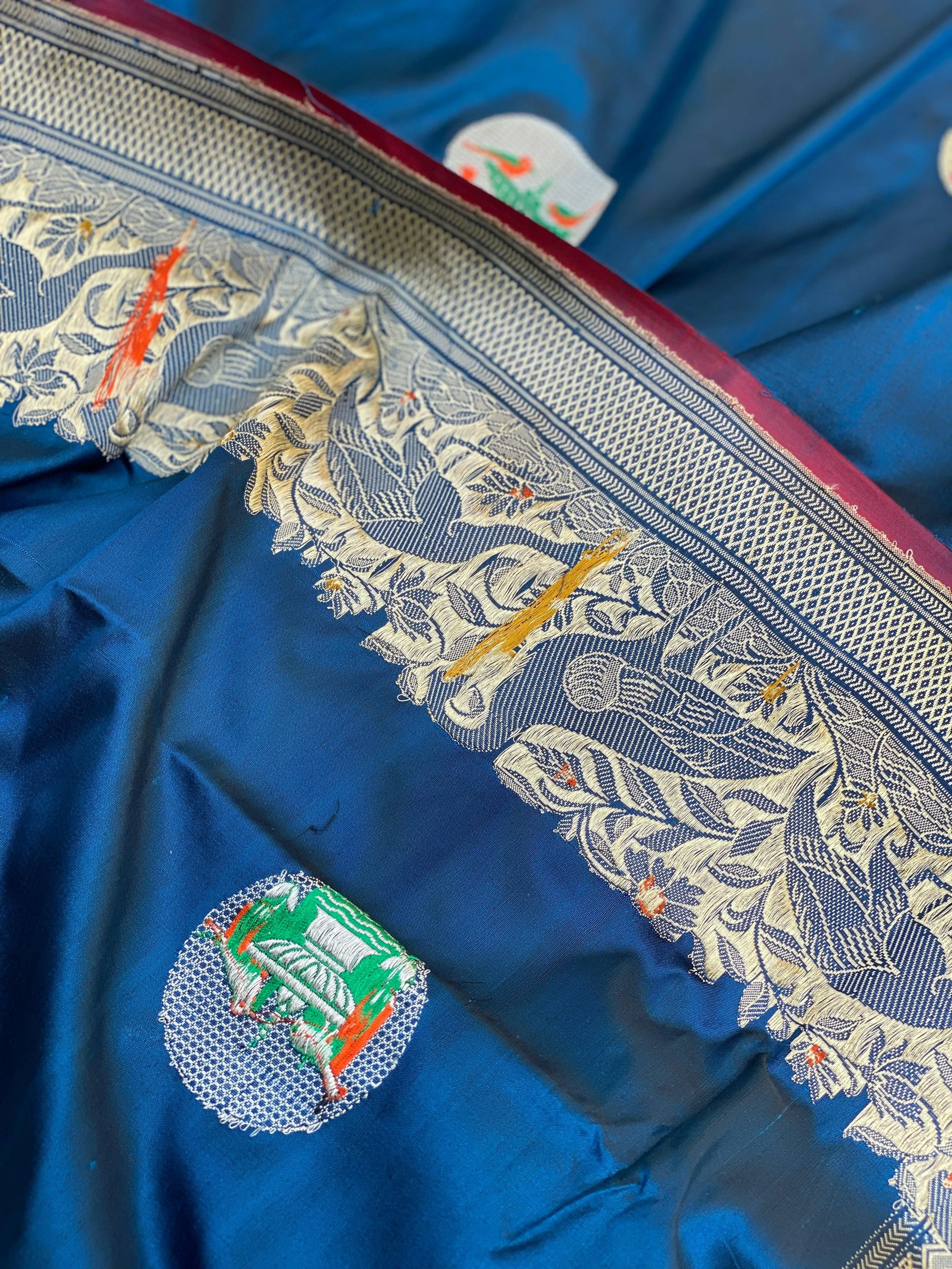 Exquisite Emerald Blue Banarasi Silk Saree