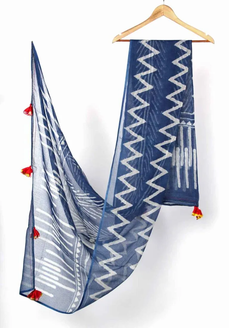 Exquisite Eva Handblock printed Kota Doria Dupatta