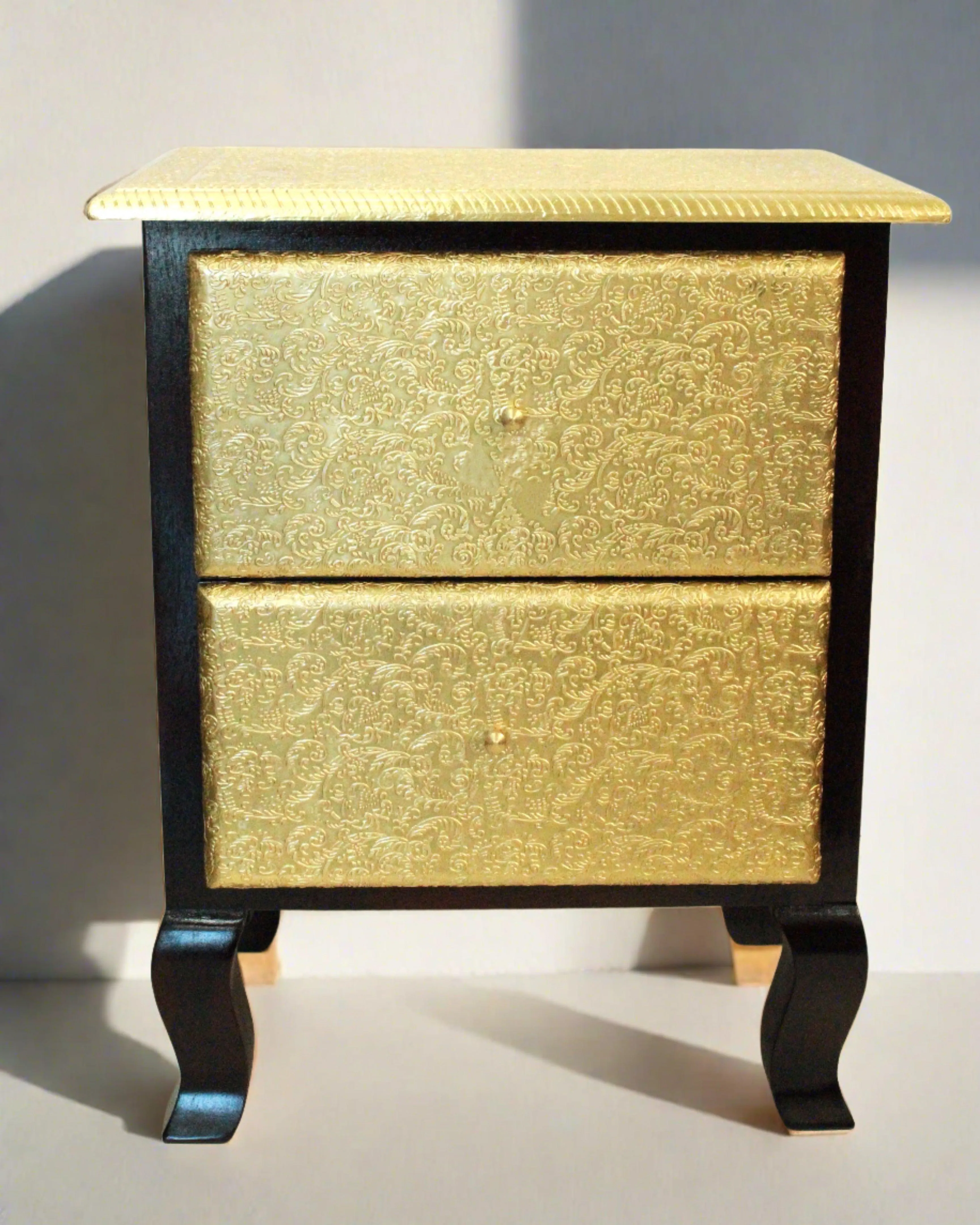 Exquisite Handcrafted Two-Drawer Box with Brass Fittings