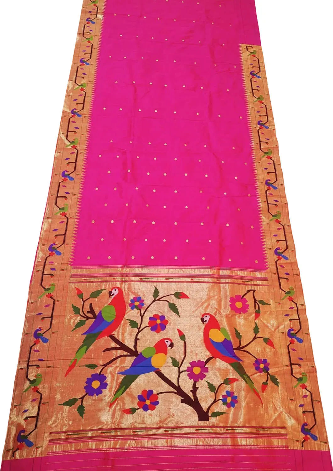 Exquisite Pink Paithani Silk Saree with Heavy Border