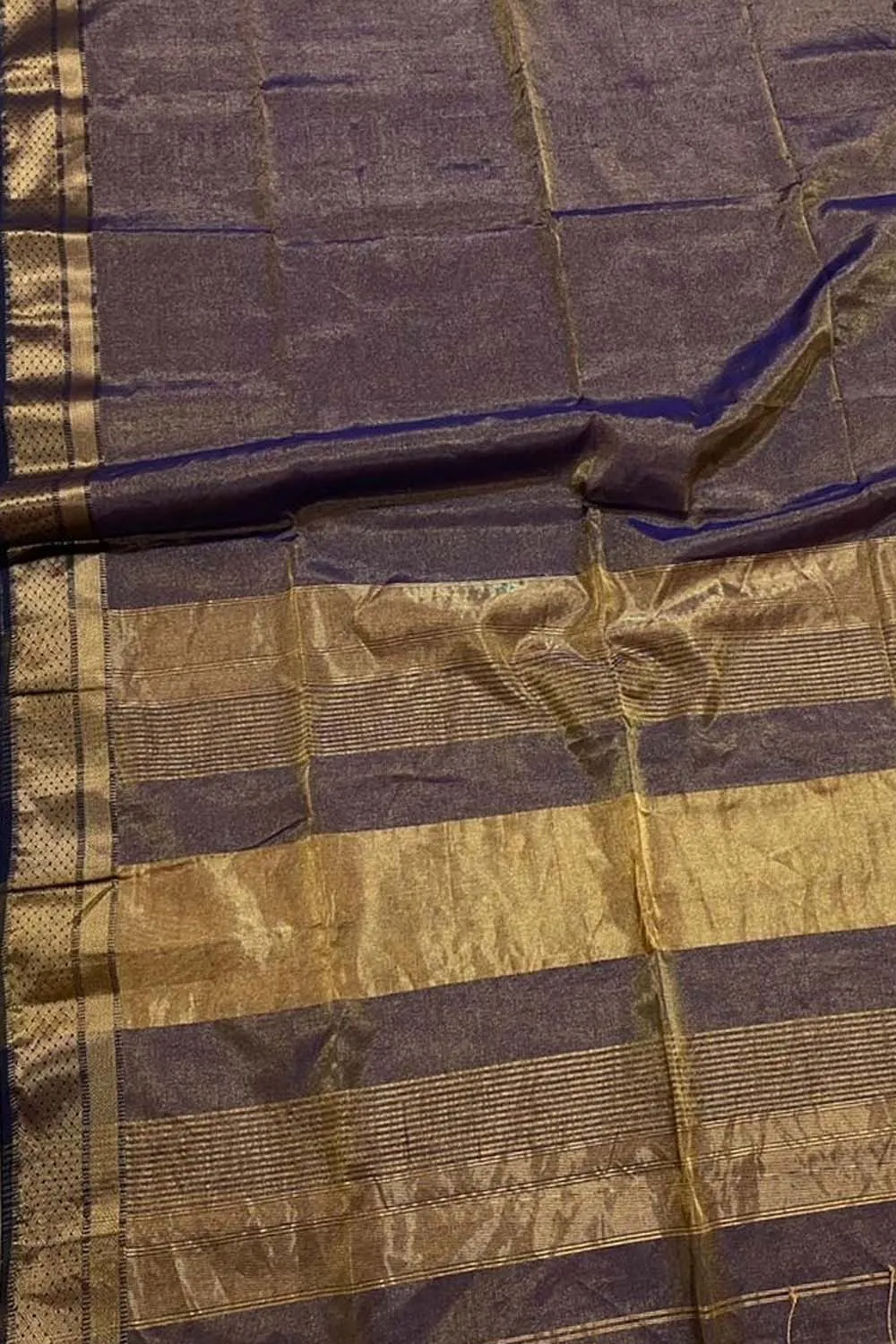 Exquisite Purple Maheshwari Tissue Silk Saree