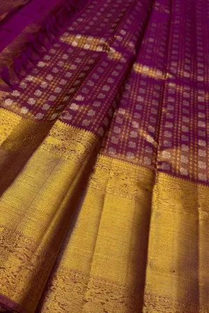 Exquisite Purple Pure Silk Kanjeevaram Saree