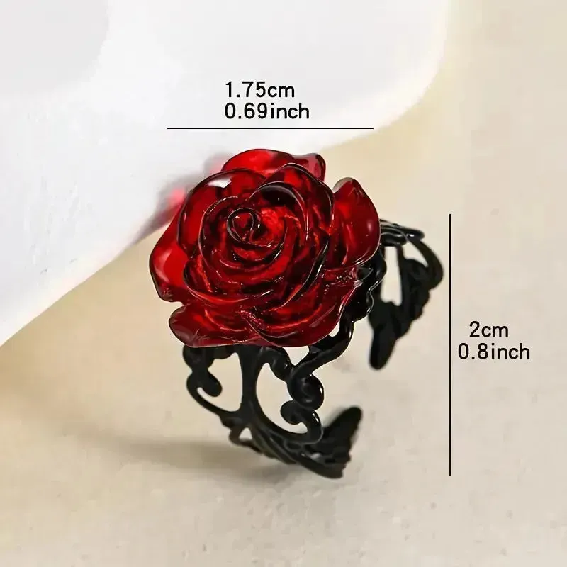 Exquisite Red Rose Adjustable Ring