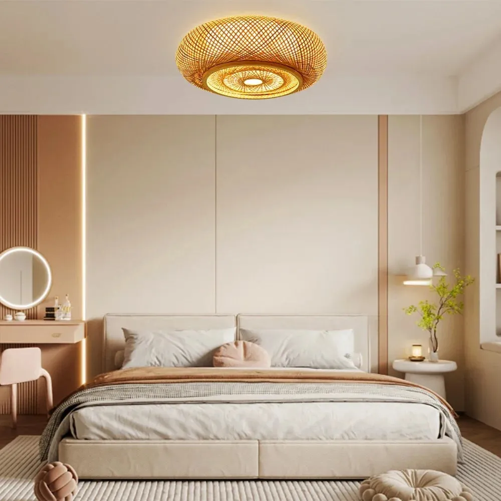 Exquisite Round Bamboo Ceiling Lamp