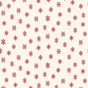 Fabric, Winter in Snowtown by Buttermilk Basin - Cream Red Snowflakes (by the yard)