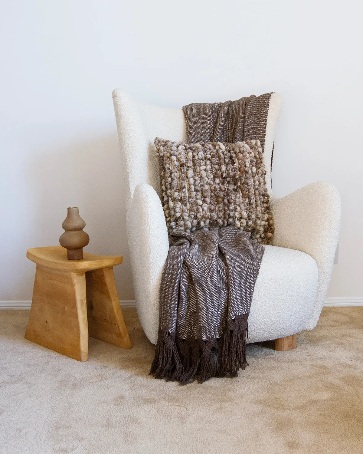 Fatima Bobble Throw Pillow in Gray