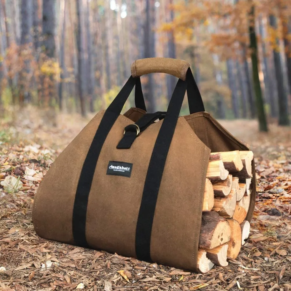 Firewood Log Carrier Waxed Canvas Wood Tote Bag Model Number BG002